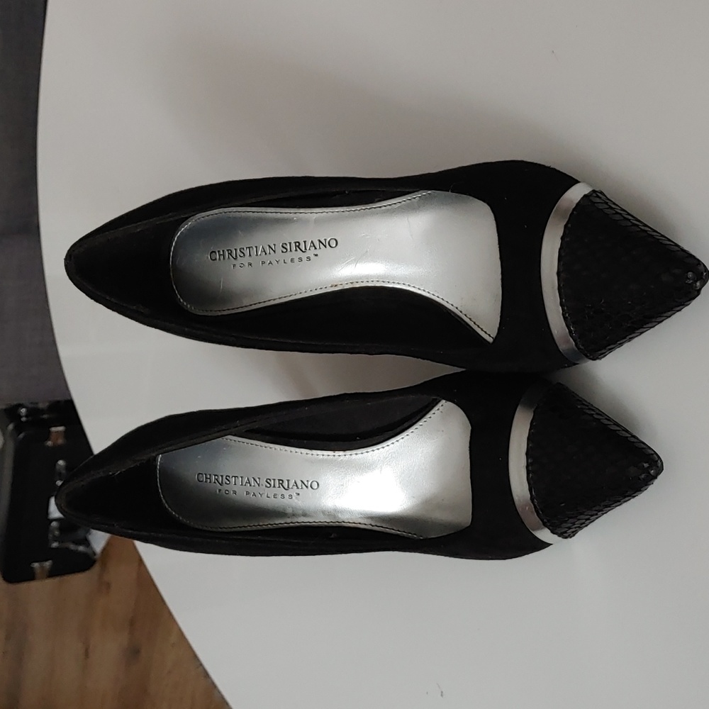 CHRISTIAN SIRIANO black faux suede heels size 9.5